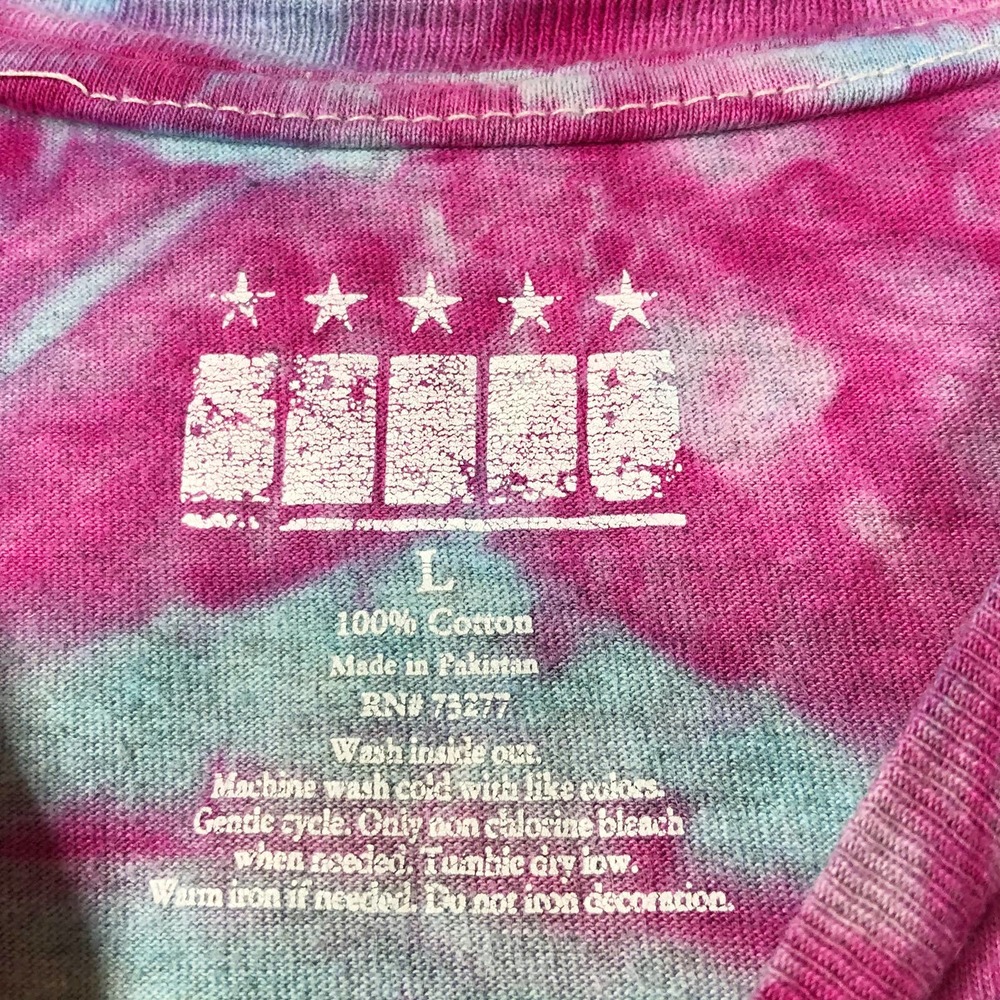 Tie Dye Size Large Tee Shirt Top Fly High Pink Blue Butterflies Handmade 1310 - Picture 9 of 9